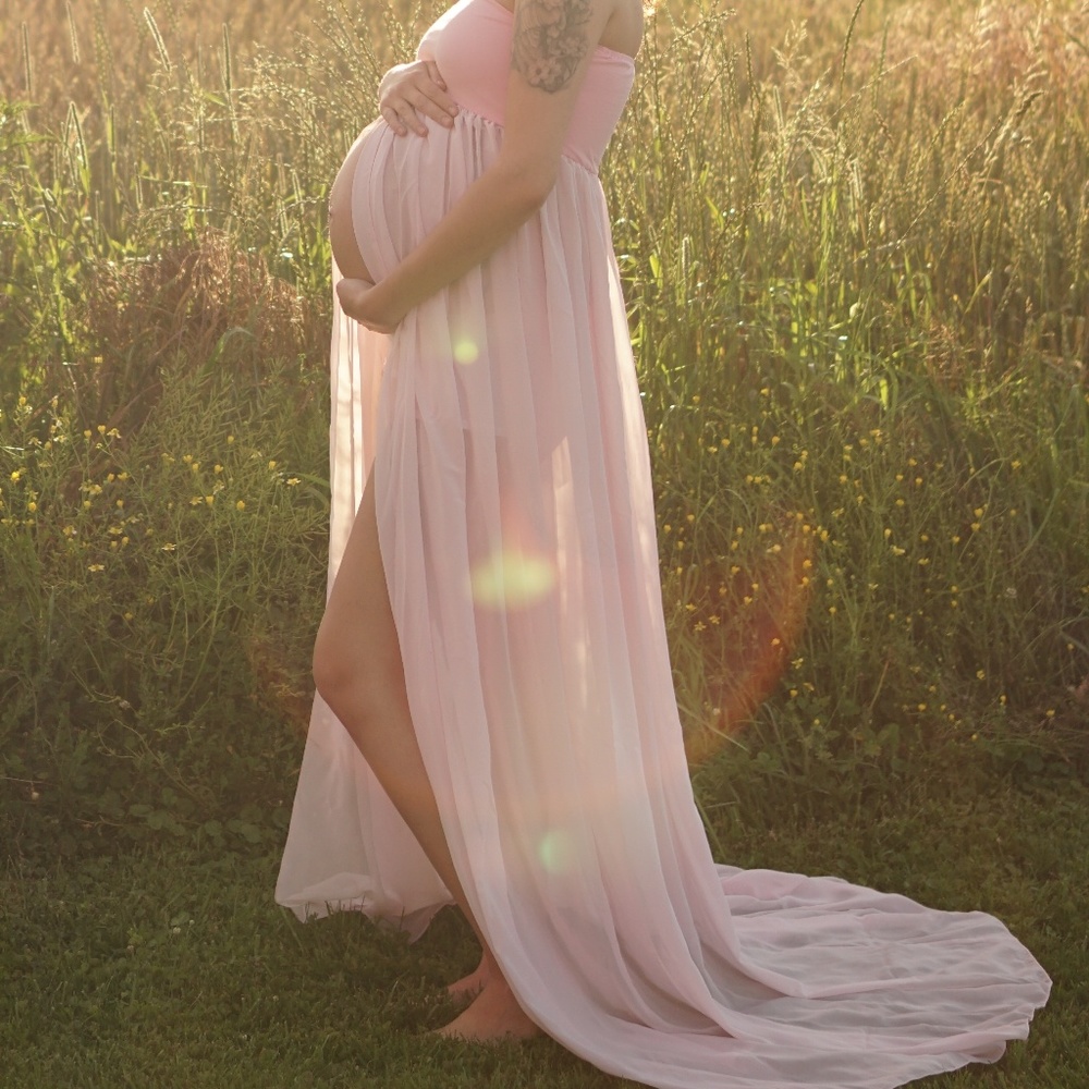 Split Front Maternity Dress